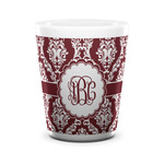 Maroon & White Ceramic Shot Glass - 1.5 oz - White - Single (Personalized)