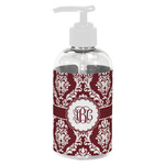 Maroon & White Plastic Soap / Lotion Dispenser (8 oz - Small - White) (Personalized)