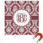 Maroon & White Square Car Magnet - 6" (Personalized)