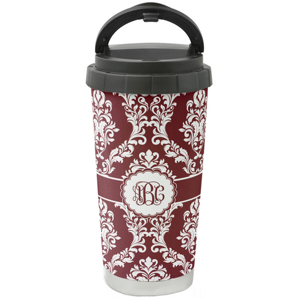 Custom Maroon & White Stainless Steel Coffee Tumbler (Personalized)