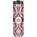 Maroon & White Stainless Steel Skinny Tumbler - 20 oz (Personalized)