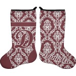 Maroon & White Holiday Stocking - Double-Sided - Neoprene (Personalized)