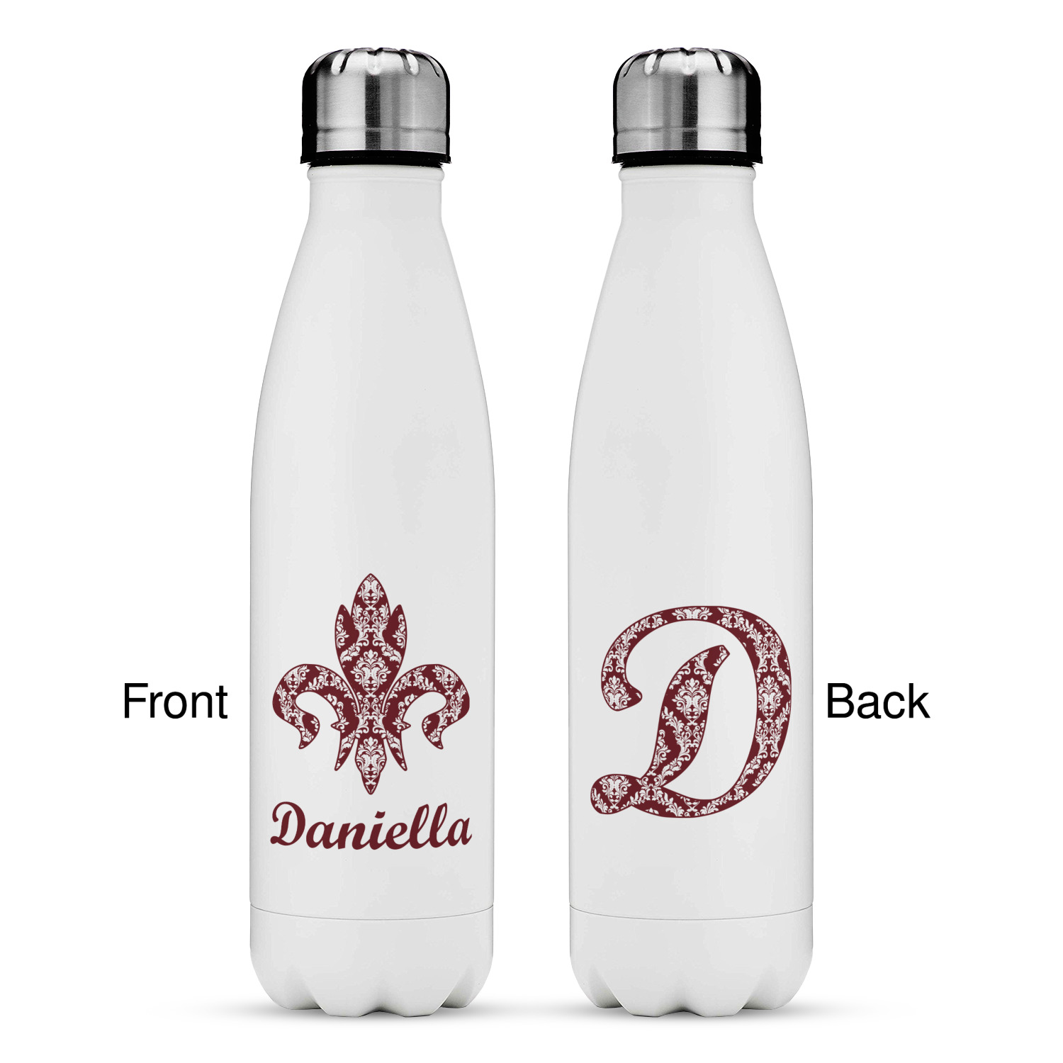 Maroon & White Tapered Water Bottle - 17 oz. - Stainless Steel