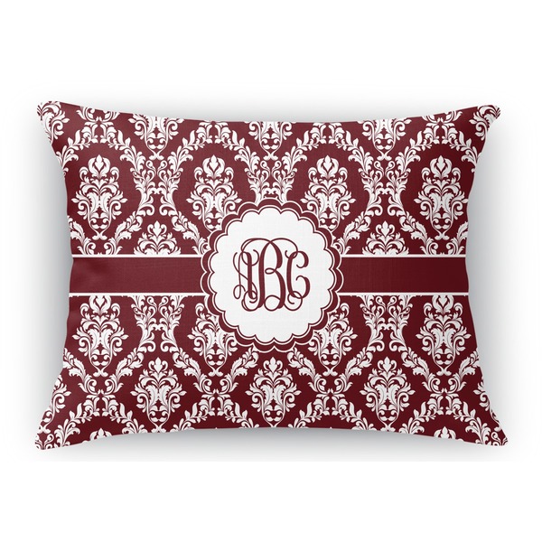 Custom Maroon & White Rectangular Throw Pillow Case - 12"x18" (Personalized)