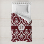 Maroon & White Toddler Duvet Cover w/ Monogram