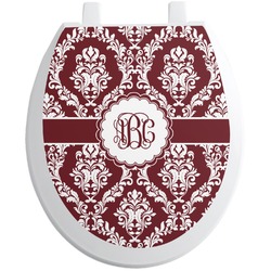 Maroon & White Toilet Seat Decal - Round (Personalized)