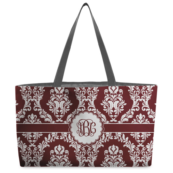 Custom Maroon & White Beach Totes Bag - w/ Black Handles (Personalized)