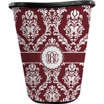 Maroon & White Waste Basket - Single Sided (Black) (Personalized)