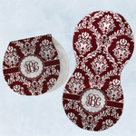 Maroon & White Burp Pads - Velour - Set of 2 w/ Monogram