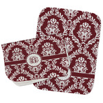 Maroon & White Burp Cloths - Fleece - Set of 2 w/ Monogram