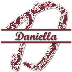Maroon & White Name & Initial Decal - Up to 18"x18" (Personalized)