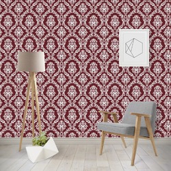 Maroon & White Wallpaper & Surface Covering (Water Activated - Removable)