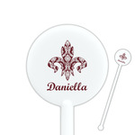 Maroon & White 5.5" Round Plastic Stir Sticks - White - Double Sided (Personalized)