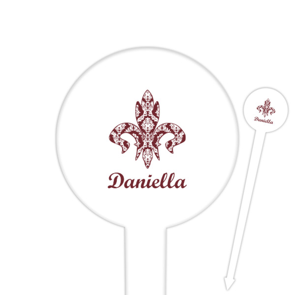 Custom Maroon & White Round Plastic Food Picks (Personalized)