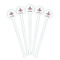 Maroon & White White Plastic 7" Stir Stick - Round - Fan View