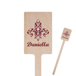 Maroon & White 6.25" Rectangle Wooden Stir Sticks - Single Sided (Personalized)