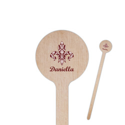 Maroon & White 6" Round Wooden Stir Sticks - Double Sided (Personalized)