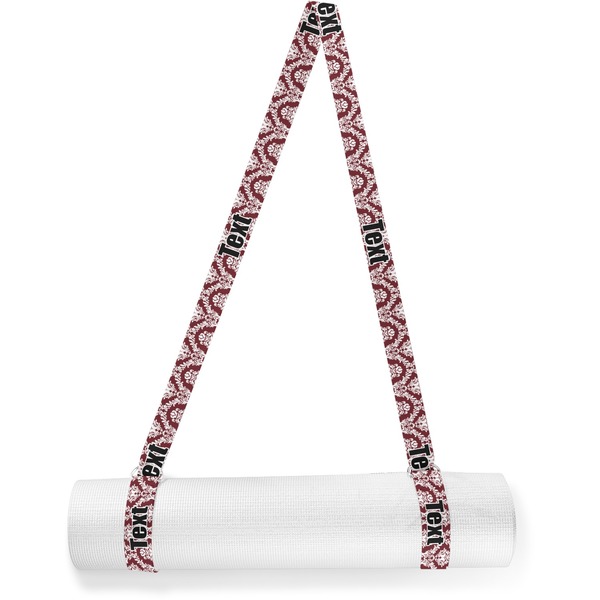 Custom Maroon & White Yoga Mat Strap (Personalized)