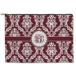Maroon & White Zipper Pouch - Large - 12.5"x8.5" (Personalized)