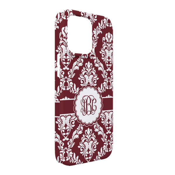 Custom Maroon & White iPhone Case - Plastic - iPhone 13 Pro Max (Personalized)