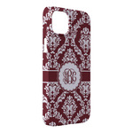 Maroon & White iPhone Case - Plastic - iPhone 14 Plus (Personalized)