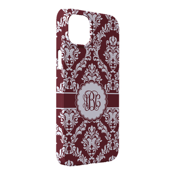 Custom Maroon & White iPhone Case - Plastic - iPhone 14 Plus (Personalized)