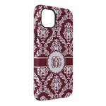 Maroon & White iPhone Case - Rubber Lined - iPhone 14 Plus (Personalized)