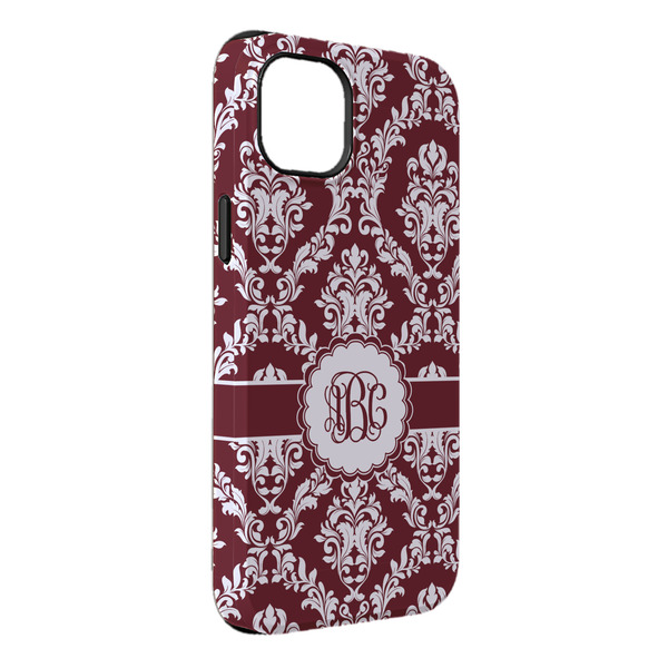 Custom Maroon & White iPhone Case - Rubber Lined - iPhone 14 Pro Max (Personalized)