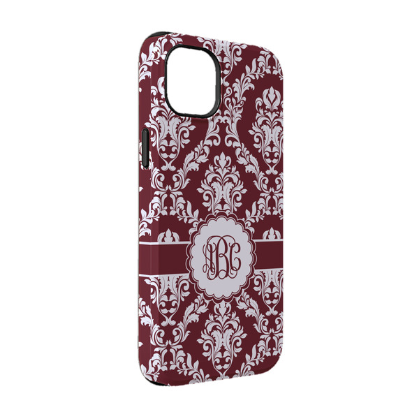 Custom Maroon & White iPhone Case - Rubber Lined - iPhone 14 Pro (Personalized)