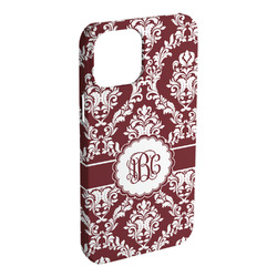 Maroon & White iPhone Case - Plastic - iPhone 15 Plus (Personalized)