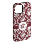 Maroon & White iPhone Case - Rubber Lined - iPhone 15 Plus (Personalized)