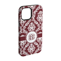 Maroon & White iPhone Case - Rubber Lined - iPhone 15 Pro (Personalized)