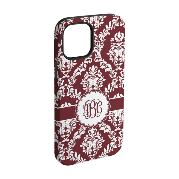 Custom Maroon & White iPhone Case - Rubber Lined - iPhone 15 Pro (Personalized)