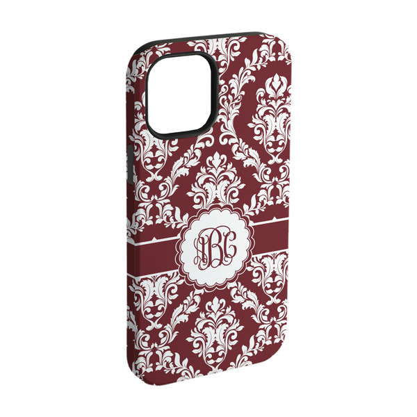 Custom Maroon & White iPhone Case - Rubber Lined - iPhone 15 (Personalized)