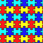 Autism Puzzle Wallpaper & Surface Covering (Peel & Stick 24"x 24" Sample)