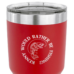 Fish 30 oz Stainless Steel Tumbler - Red - Single Sided (Personalized)