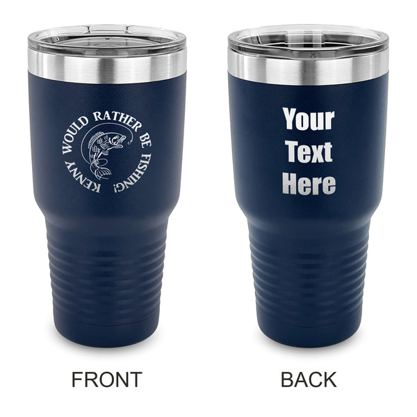 Custom Fish 30 oz Stainless Steel Tumbler - Navy - Double Sided (Personalized)