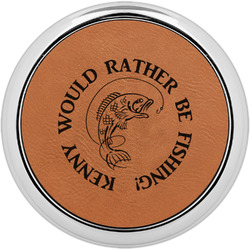 Fish Set of 4 Leatherette Round Coasters w/ Silver Edge (Personalized)
