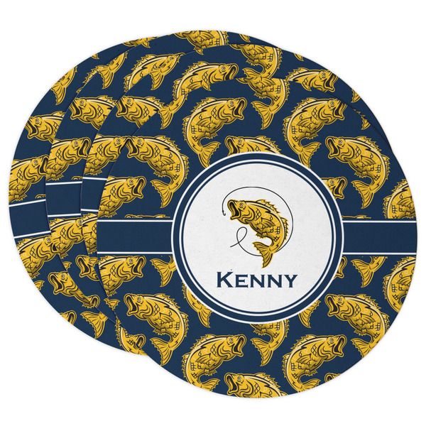 Custom Fish Round Paper Coasters w/ Name or Text