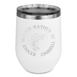 Fish Stemless Stainless Steel Wine Tumbler - White - Double Sided (Personalized)