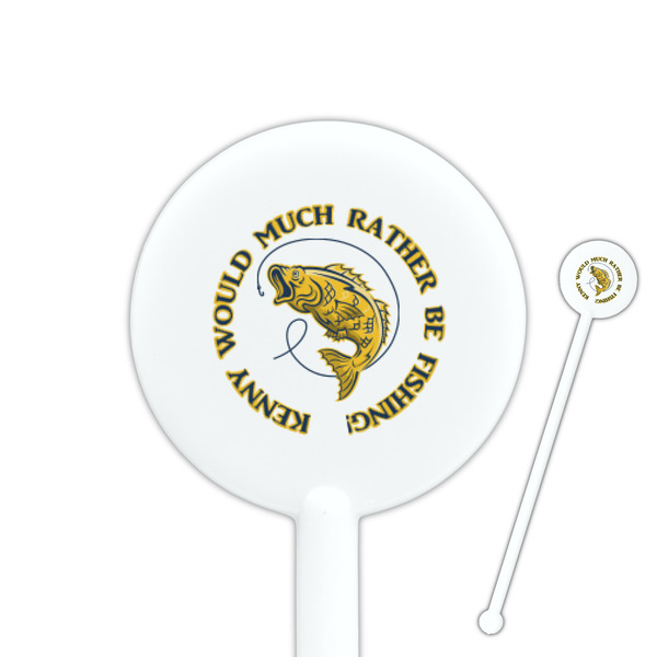 Custom Fish 5.5" Round Plastic Stir Sticks - White - Single Sided (Personalized)