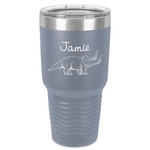 Dinosaurs 30 oz Stainless Steel Tumbler - Grey - Single-Sided (Personalized)