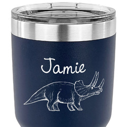 Dinosaurs 30 oz Stainless Steel Tumbler - Navy - Double Sided (Personalized)