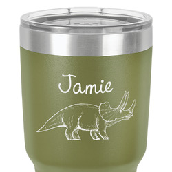 Dinosaurs 30 oz Stainless Steel Tumbler - Olive - Double-Sided (Personalized)
