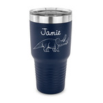 Dinosaurs 30 oz Stainless Steel Tumbler - Navy - Single Sided (Personalized)