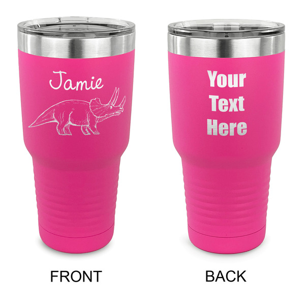 Custom Dinosaurs 30 oz Stainless Steel Tumbler - Pink - Double Sided (Personalized)