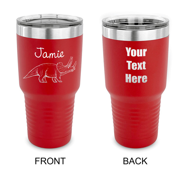 Custom Dinosaurs 30 oz Stainless Steel Tumbler - Red - Double Sided (Personalized)