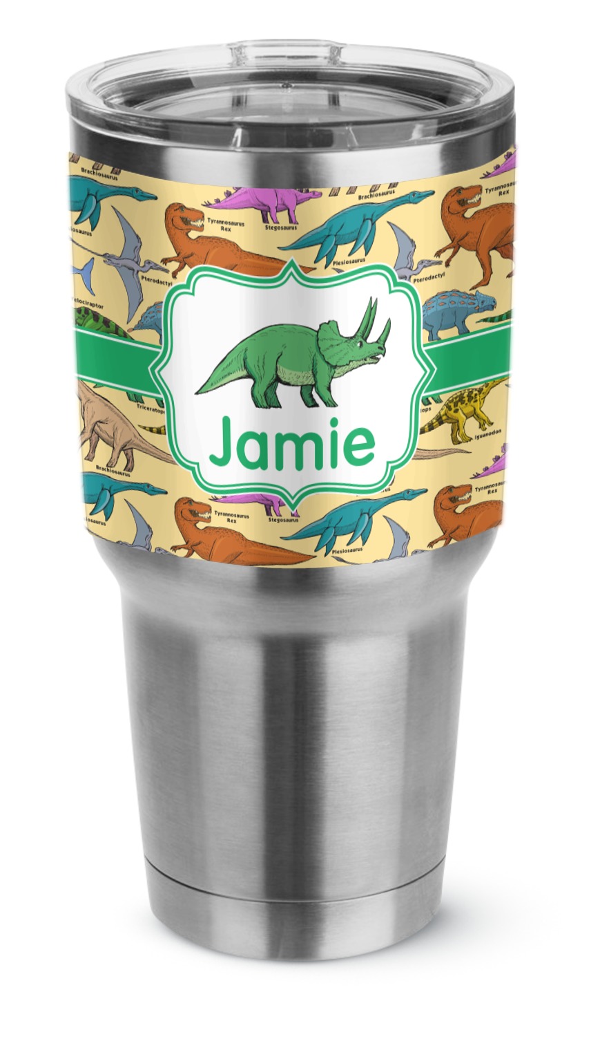 Dinosaurs Stainless Steel Tumbler - 30 oz (Personalized) - YouCustomizeIt