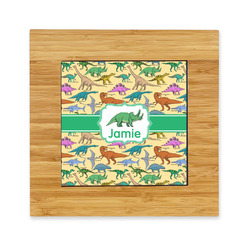Dinosaurs Bamboo Trivet with Ceramic Tile Insert (Personalized)