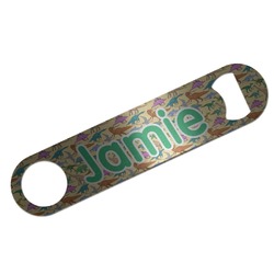 Dinosaurs Bar Bottle Opener - Silver w/ Name or Text